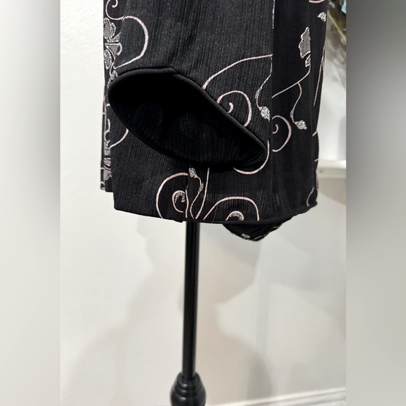 TanJay Black Bright Silver Swirls design 2 Piece Blouse & Jacket Size Medium - Picture 12 of 15